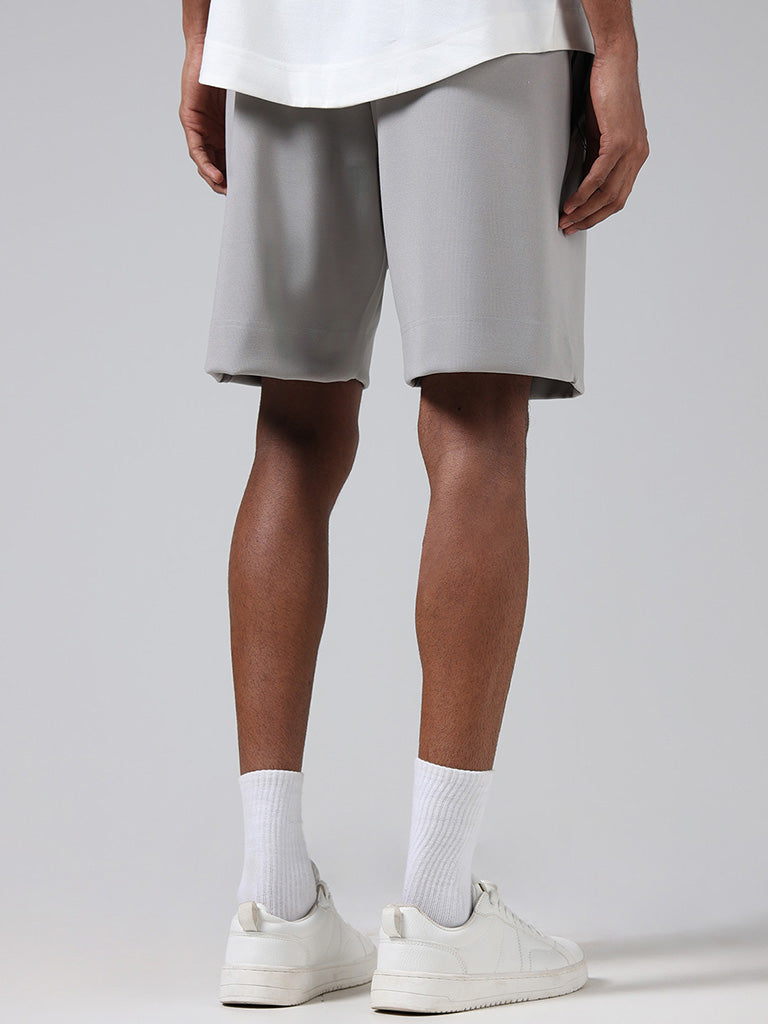 Studiofit Grey Relaxed-Fit Mid-Rise Shorts