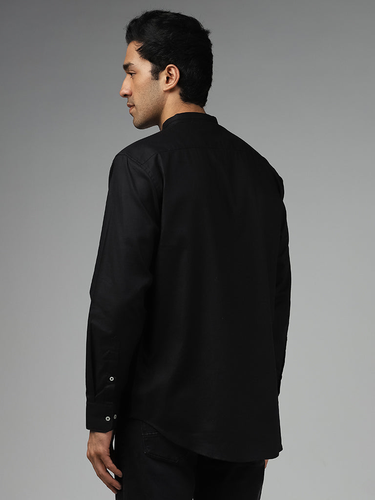 Ascot Solid Black Cotton Relaxed-Fit Shirt