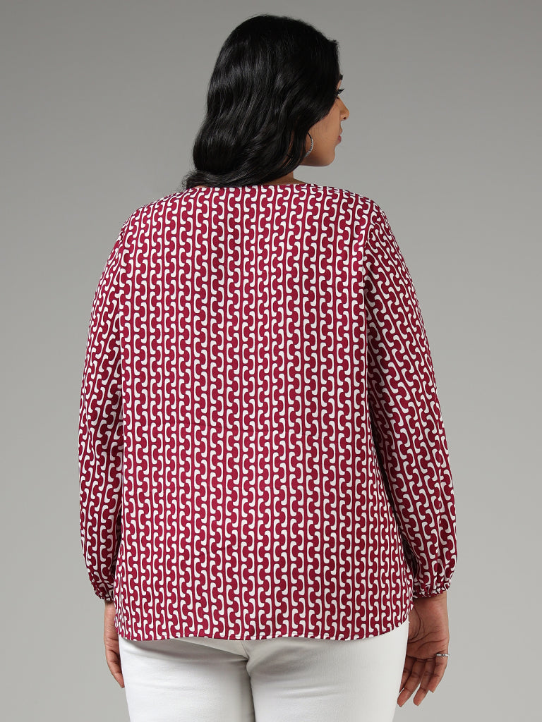 Gia Magenta Printed Button Down Blouse