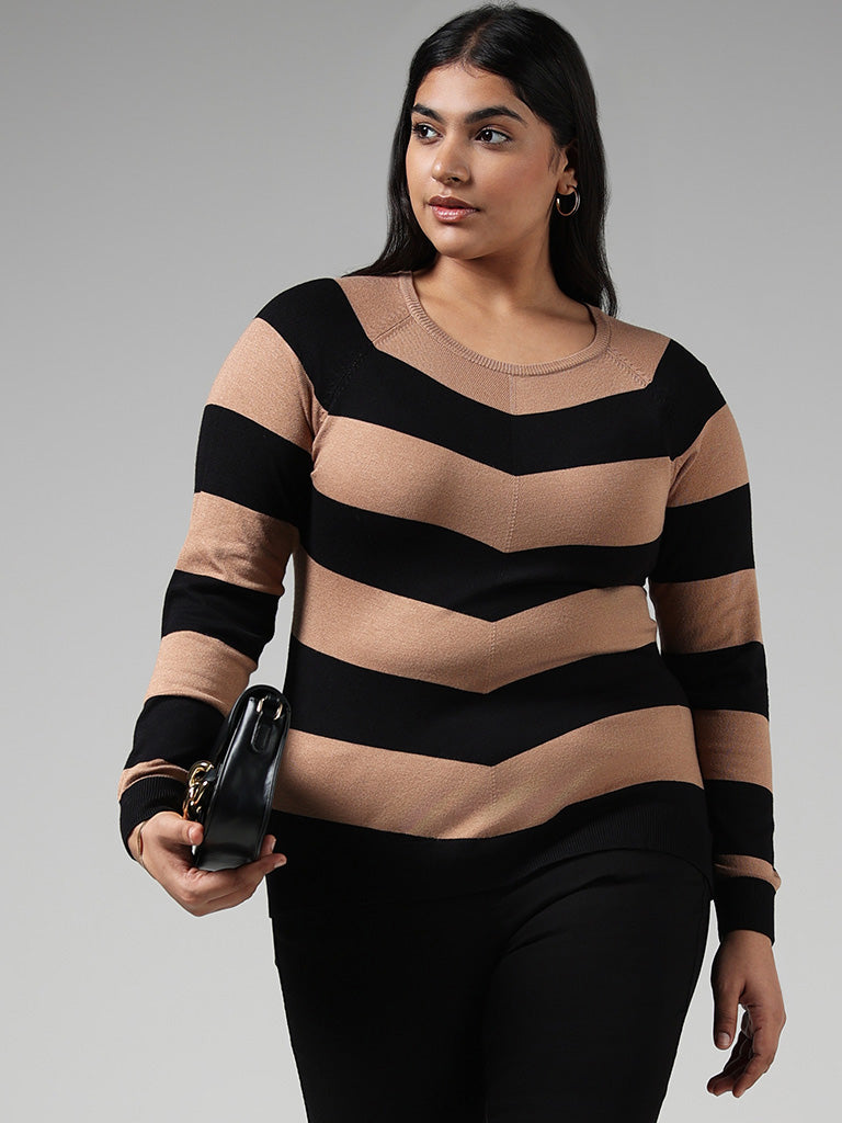 Gia Brown Striped Sweater