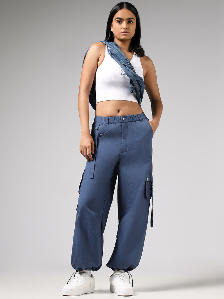 Nuon Blue Flap Accent Parachute Pants