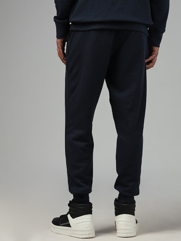 WES Lounge Solid Dark Blue Relaxed-Fit Joggers