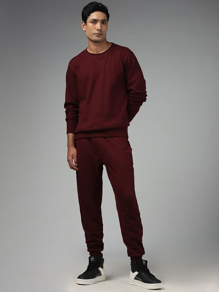 WES Lounge Solid Wine Relaxed-Fit Joggers