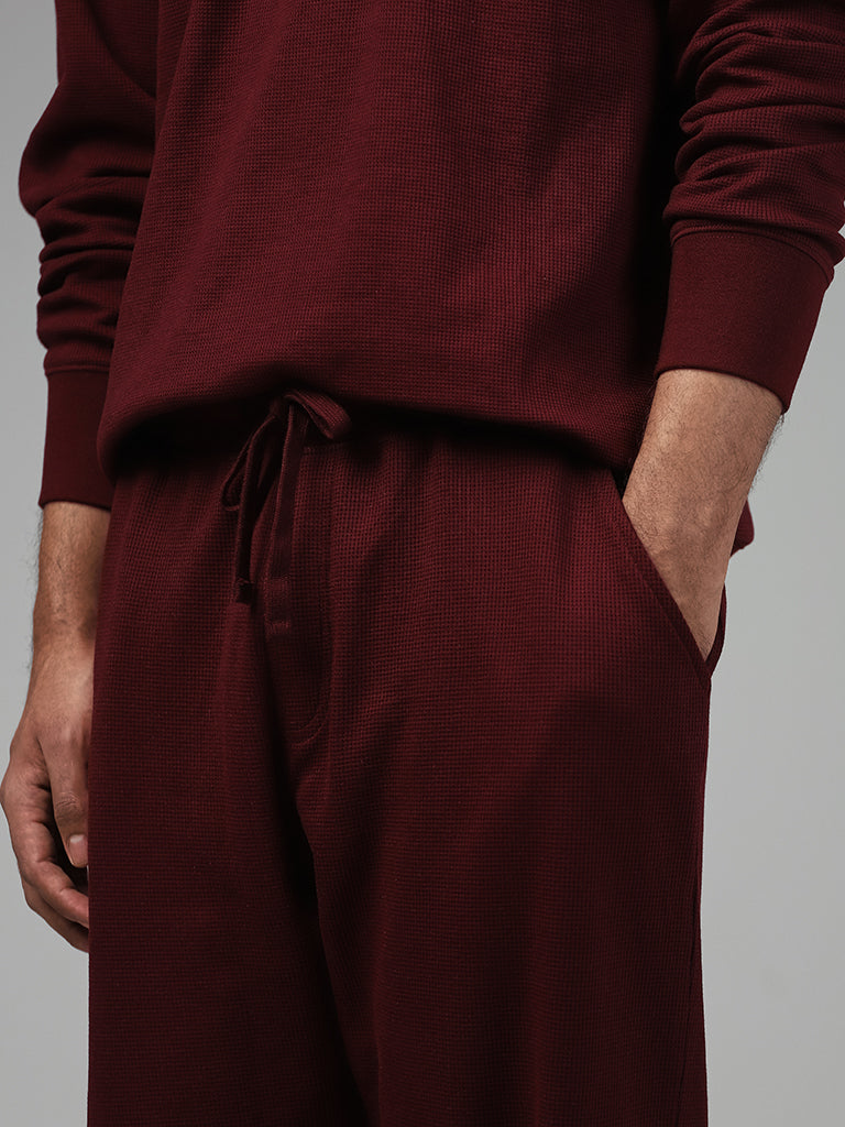 WES Lounge Solid Wine Relaxed-Fit Joggers