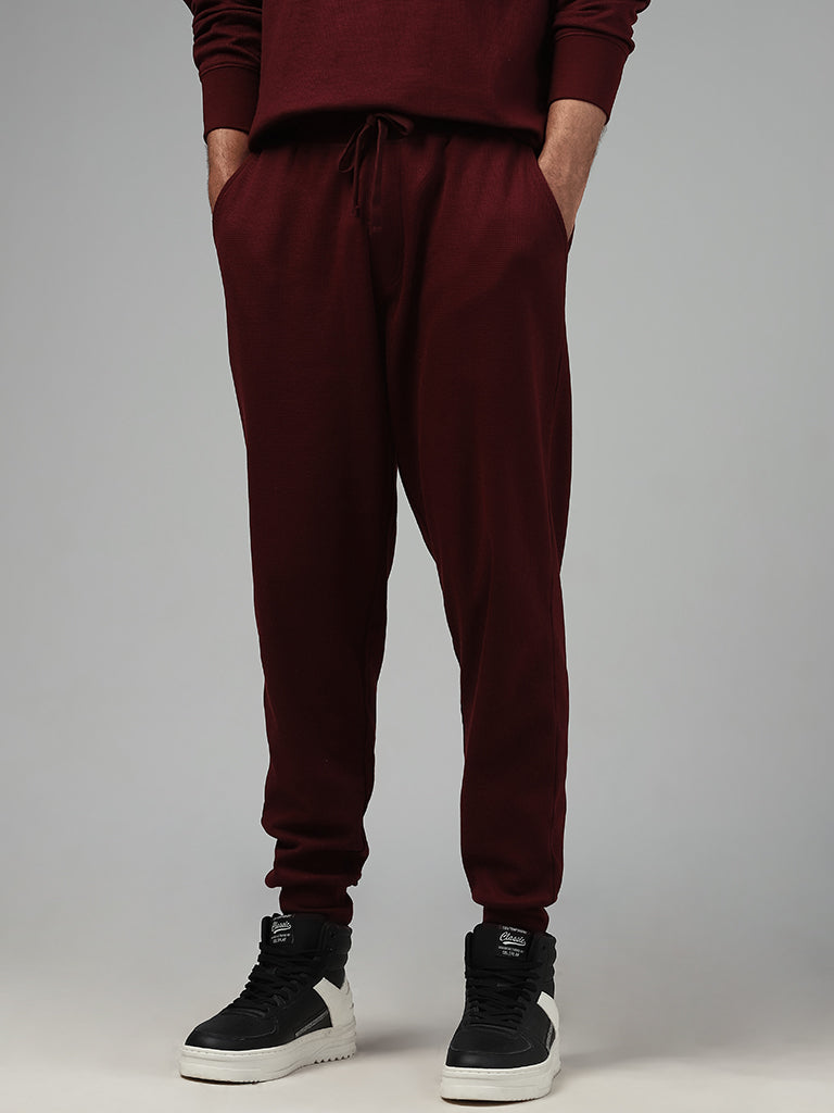 WES Lounge Solid Wine Relaxed-Fit Joggers