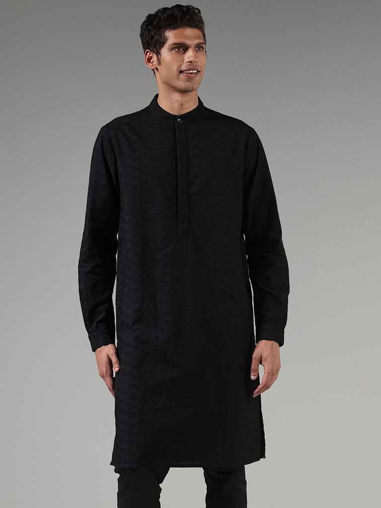 Kala by ETA Black Embroidered Kurta