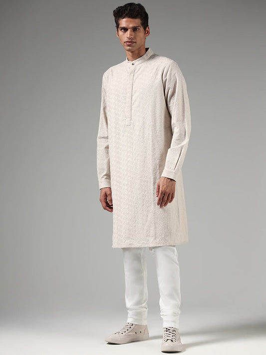 Kala by ETA Taupe Thread Embroidered Resort-Fit Kurta