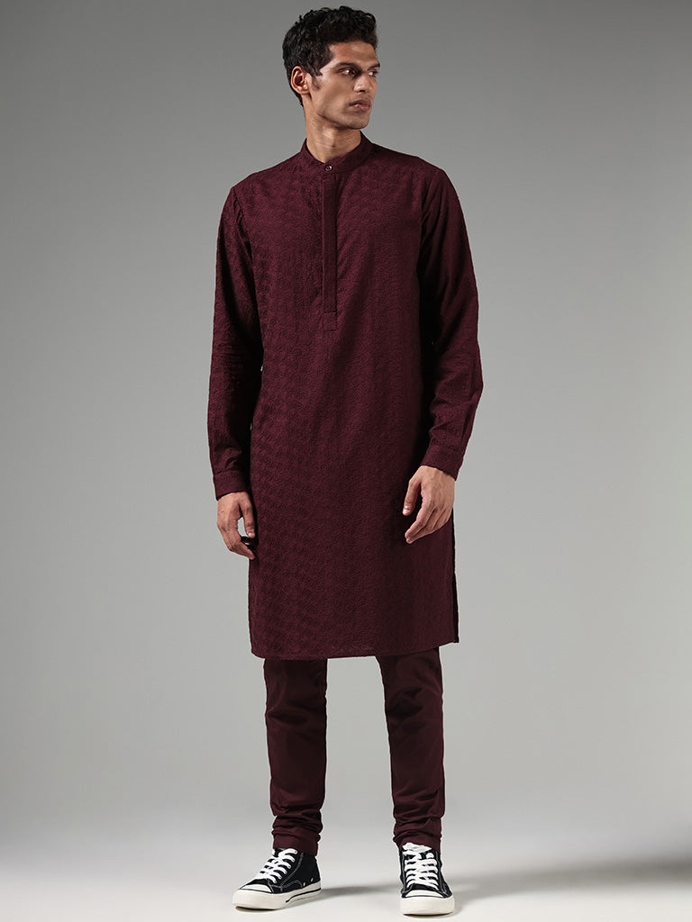 Kala by ETA Wine Chikankari Embroidered Kurta