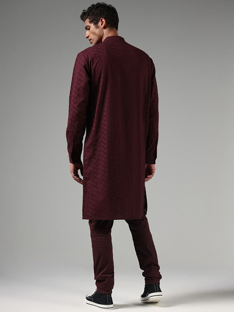 Kala by ETA Wine Chikankari Embroidered Kurta