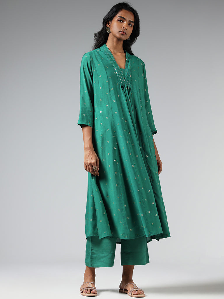 Utsa Solid Green Palazzos