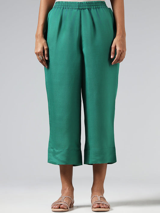 Utsa Solid Green Palazzos