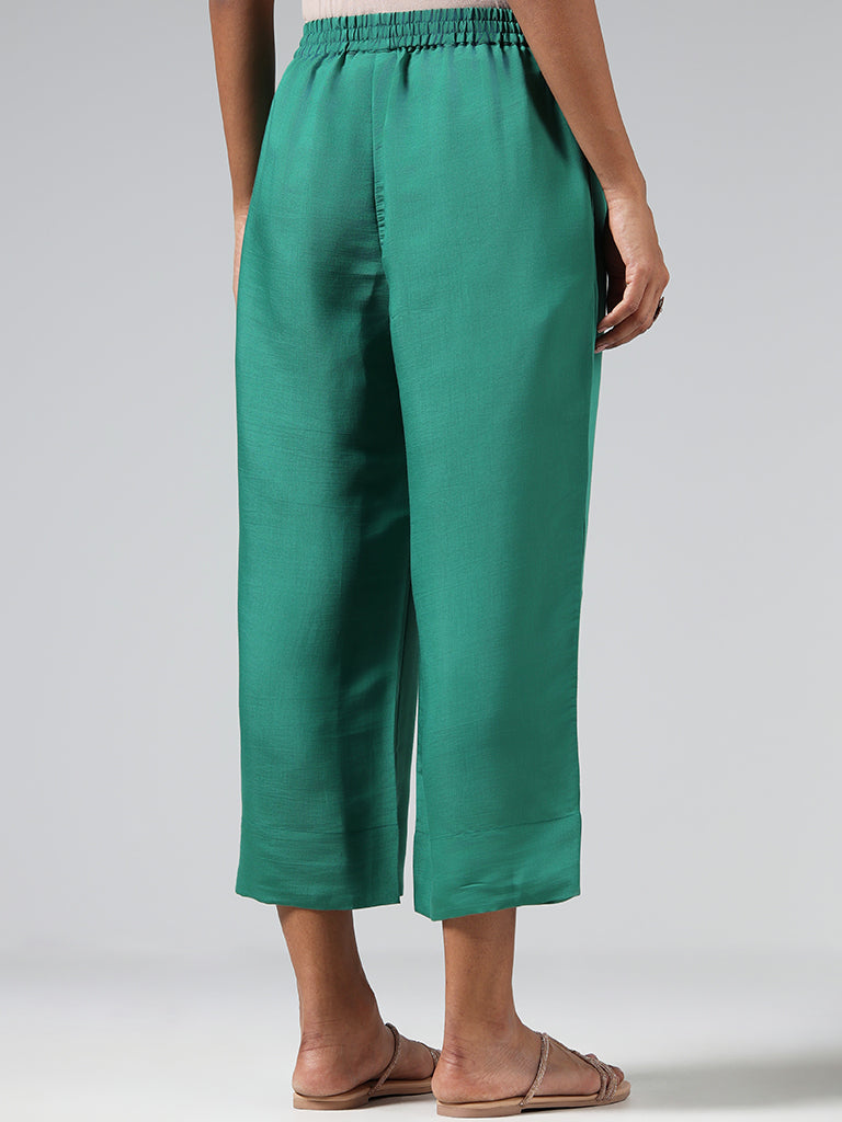 Utsa Solid Green Palazzos