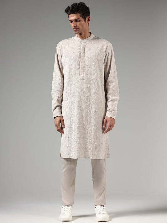 Kala by ETA Taupe Mid-Rise Cotton Blend Churidar