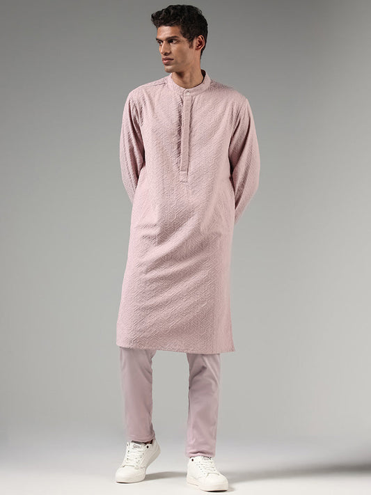 Kala by ETA Dusty Pink Chikankari Embroidered Cotton Kurta