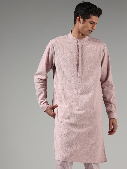 Kala by ETA Dusty Pink Chikankari Embroidered Cotton Kurta