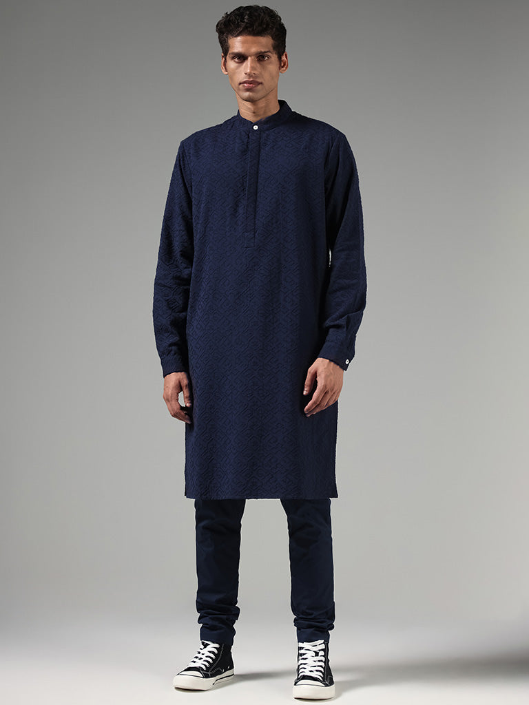 Westside Kala by ETA Navy Chikankari Embroidered Kurta