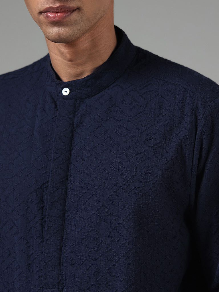 Westside Kala by ETA Navy Chikankari Embroidered Kurta