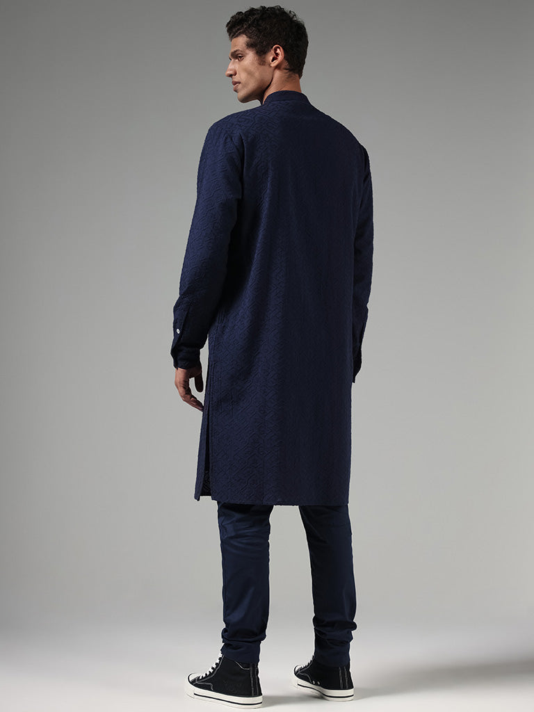 Westside Kala by ETA Navy Chikankari Embroidered Kurta