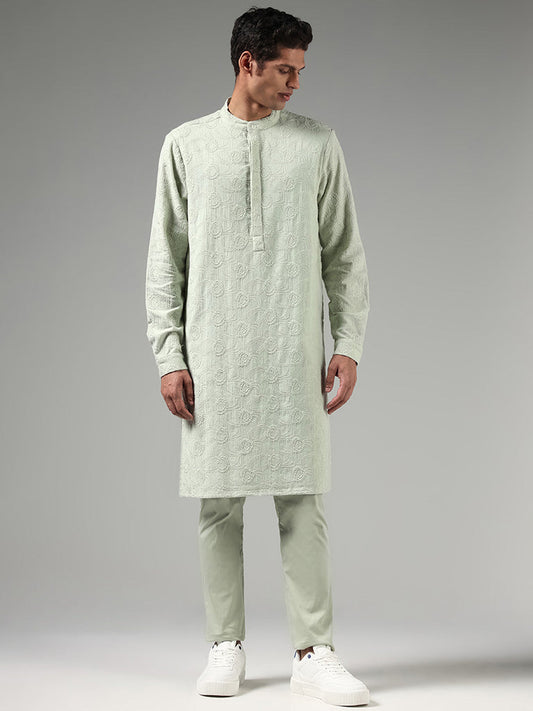 Kala by ETA Sage Chikankari Embroidered Blended Linen Kurta