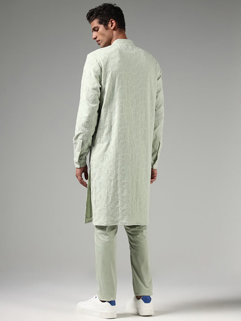 Kala by ETA Sage Chikankari Embroidered Blended Linen Kurta