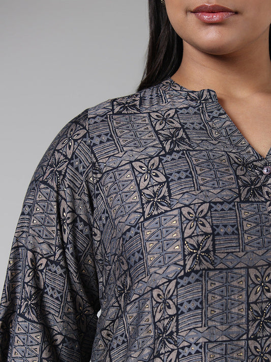 Diza Indigo Printed Kurti