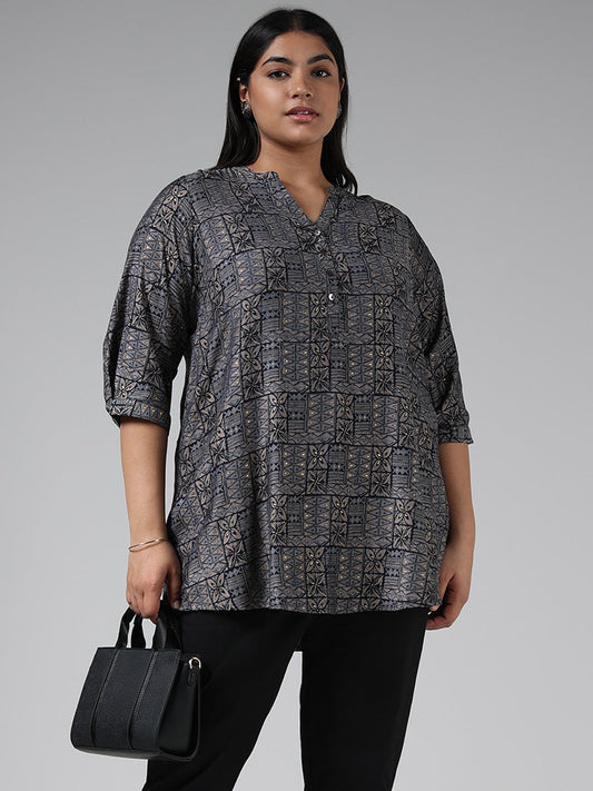 Diza Indigo Printed Kurti