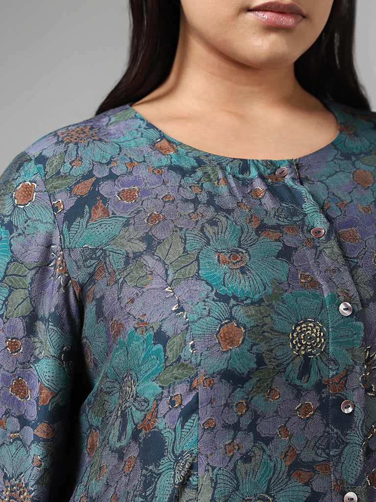 Diza Green Floral Printed Kurta