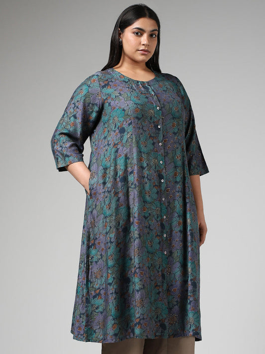 Diza Green Floral Printed Kurta