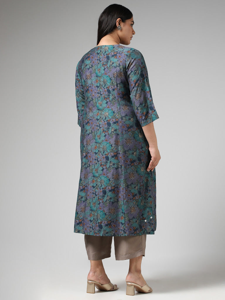 Diza Green Floral Printed Kurta