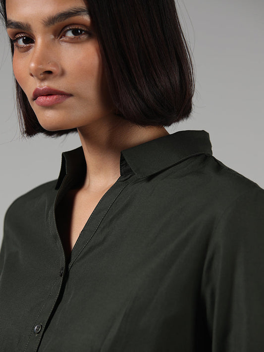 Wardrobe Solid Bottle Green Shirt