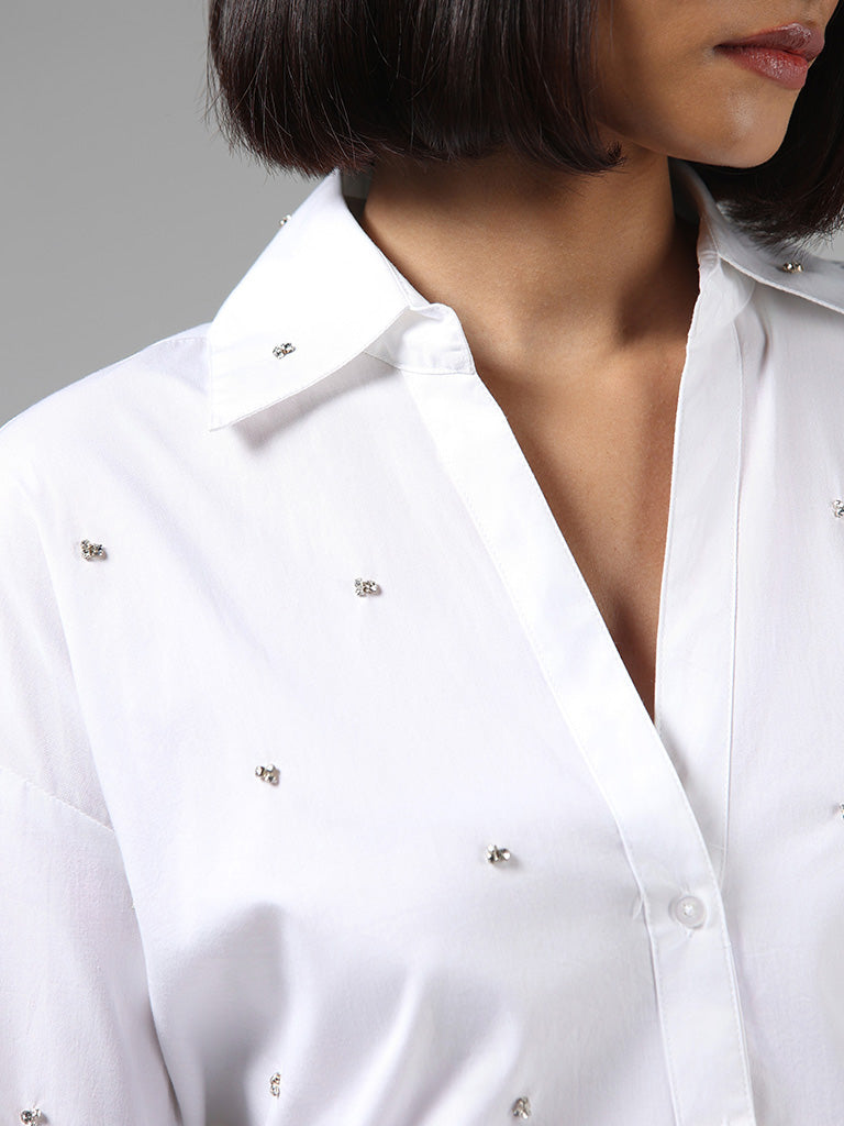 Wardrobe White Rhinestone Shirt