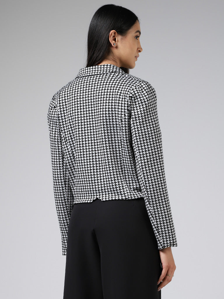 Wardrobe White & Black Houndstooth Checked Jacket