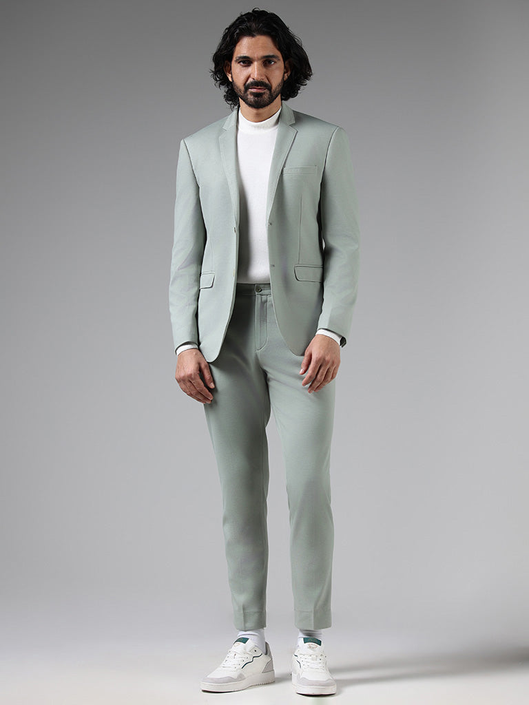 WES Formals Solid Sage Slim-Fit Blazer