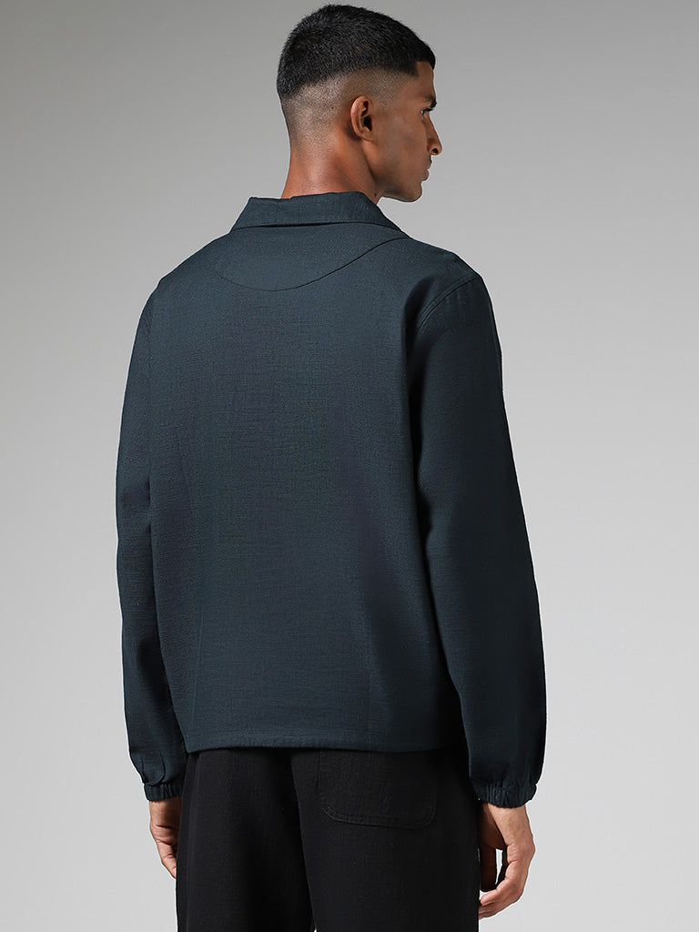 ETA Solid Dark Emerald Green Cotton Relaxed-Fit Sweatshirt