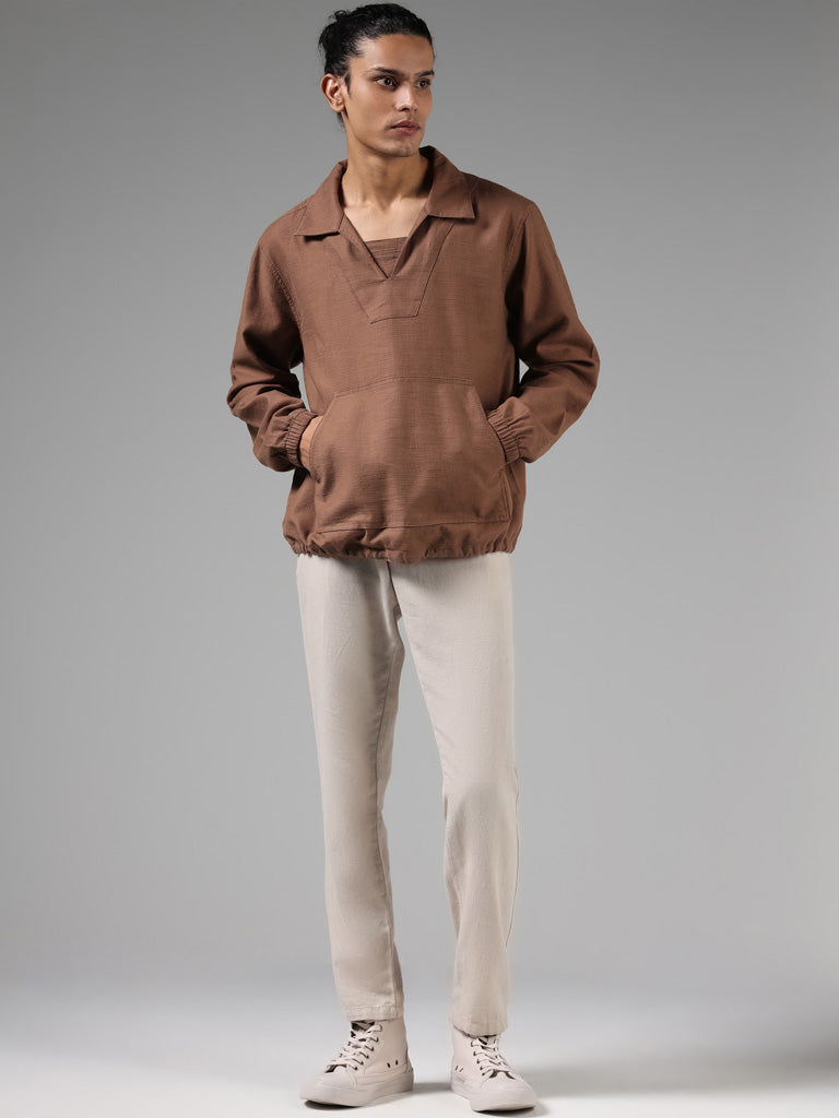 ETA Solid Brown Resort-Fit sweatshirt