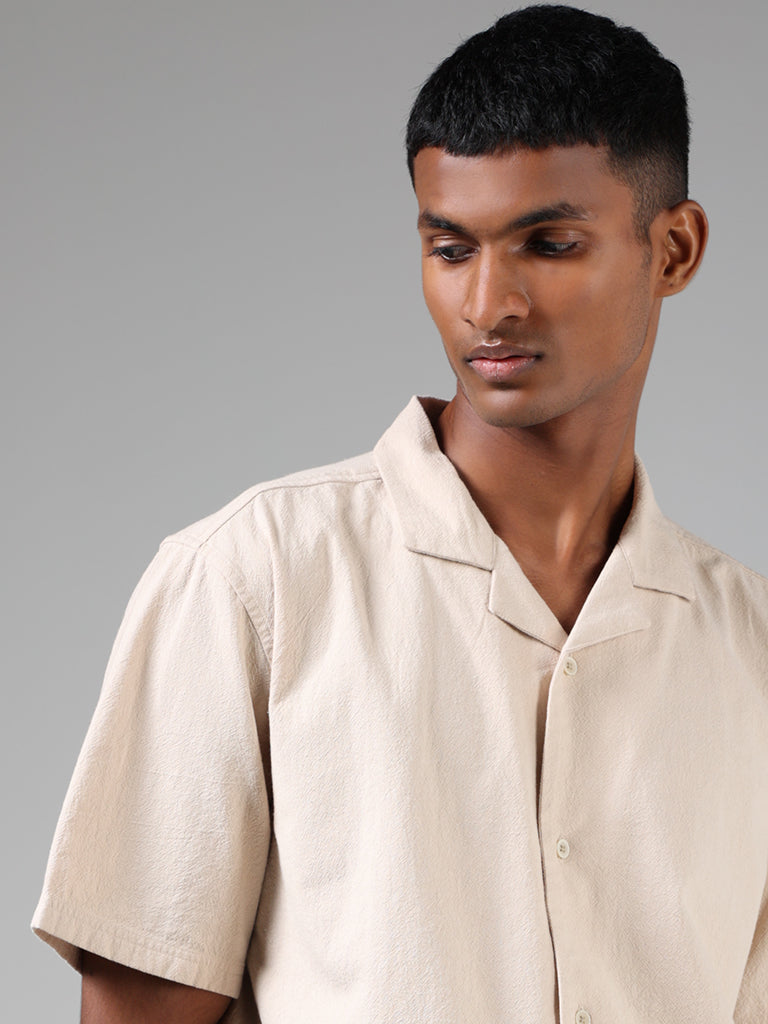 ETA Beige Self-Textured Relaxed-Fit Shirt