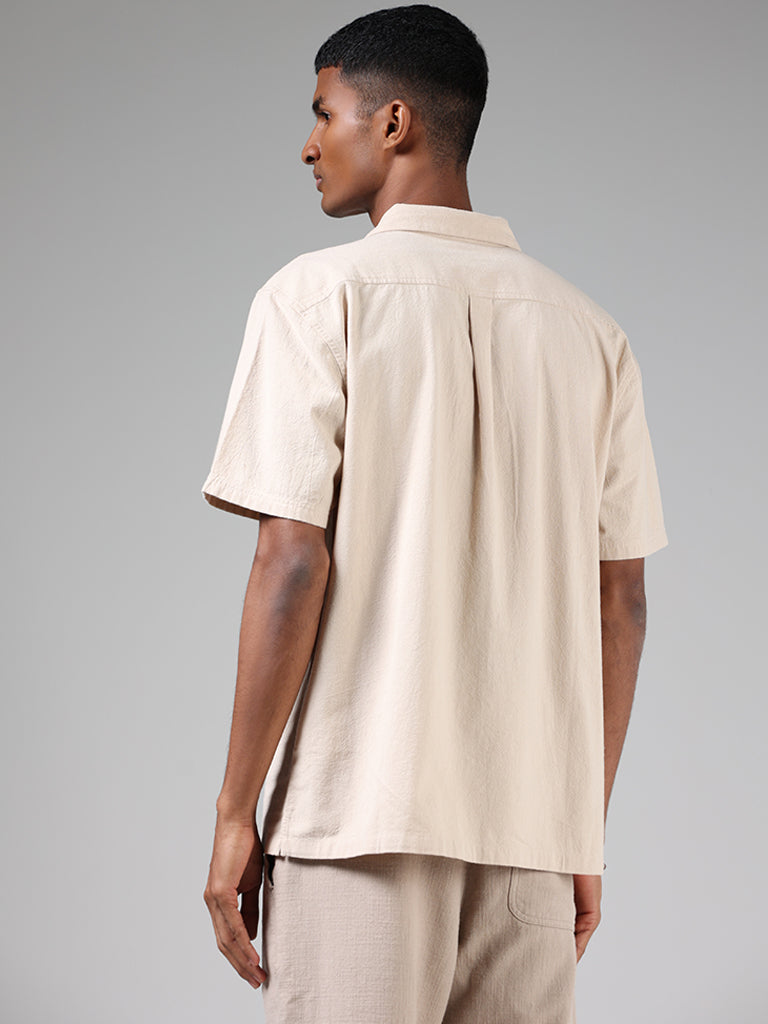 ETA Beige Self-Textured Relaxed-Fit Shirt