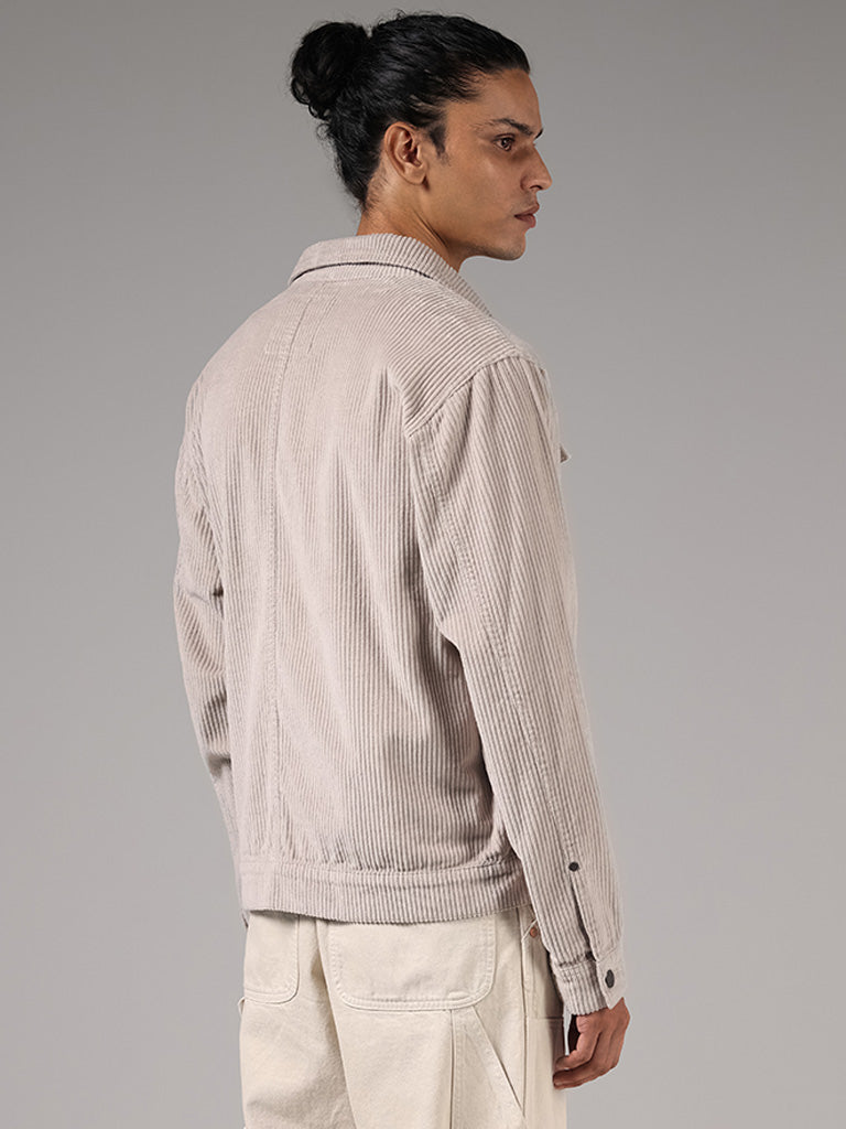 Nuon Beige Corduroy Cotton Relaxed-Fit Jacket