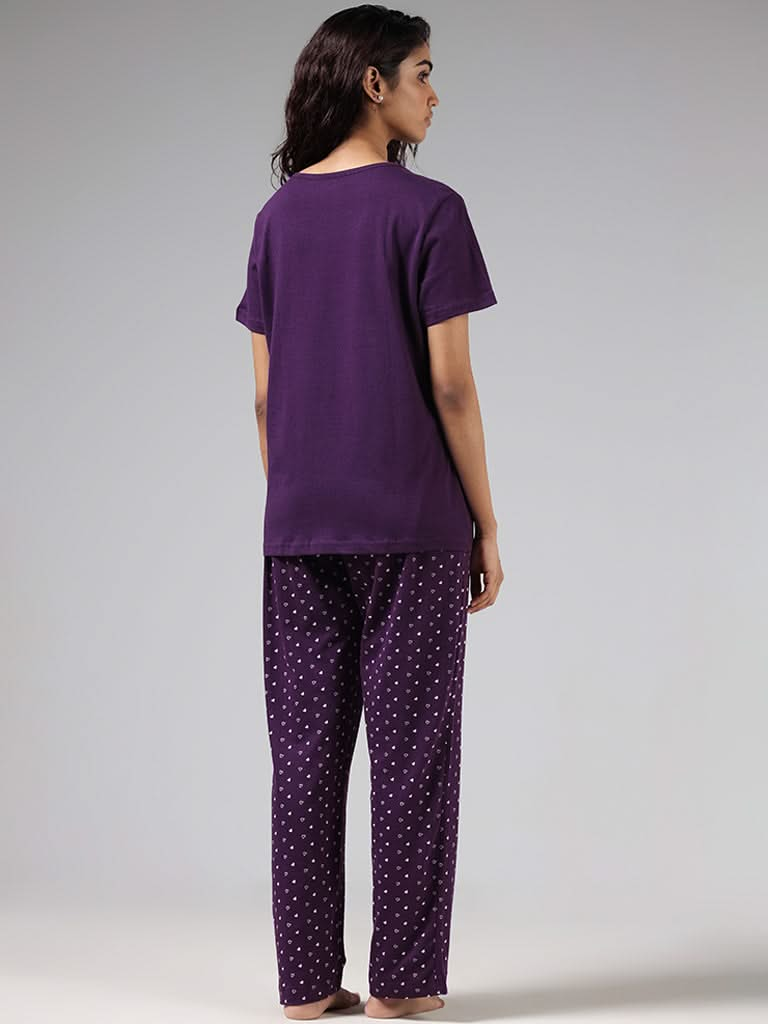 Wunderlove Violet Printed Pyjamas Set In A Bag