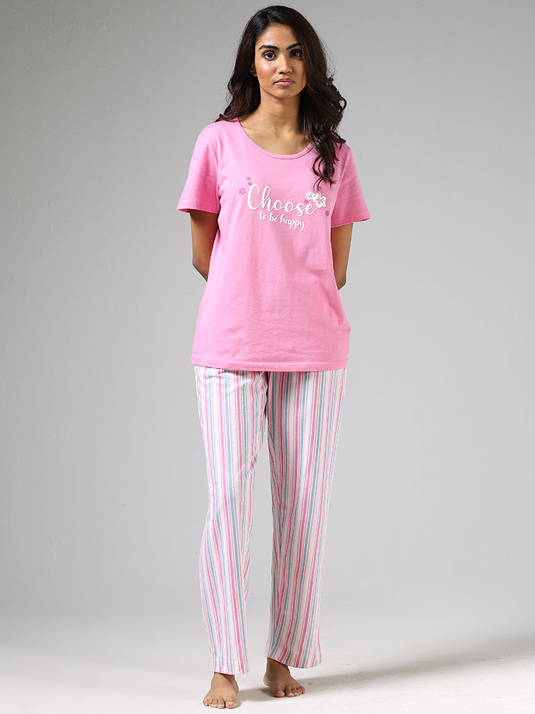 Wunderlove Multicolor Striped Cotton Pyjamas