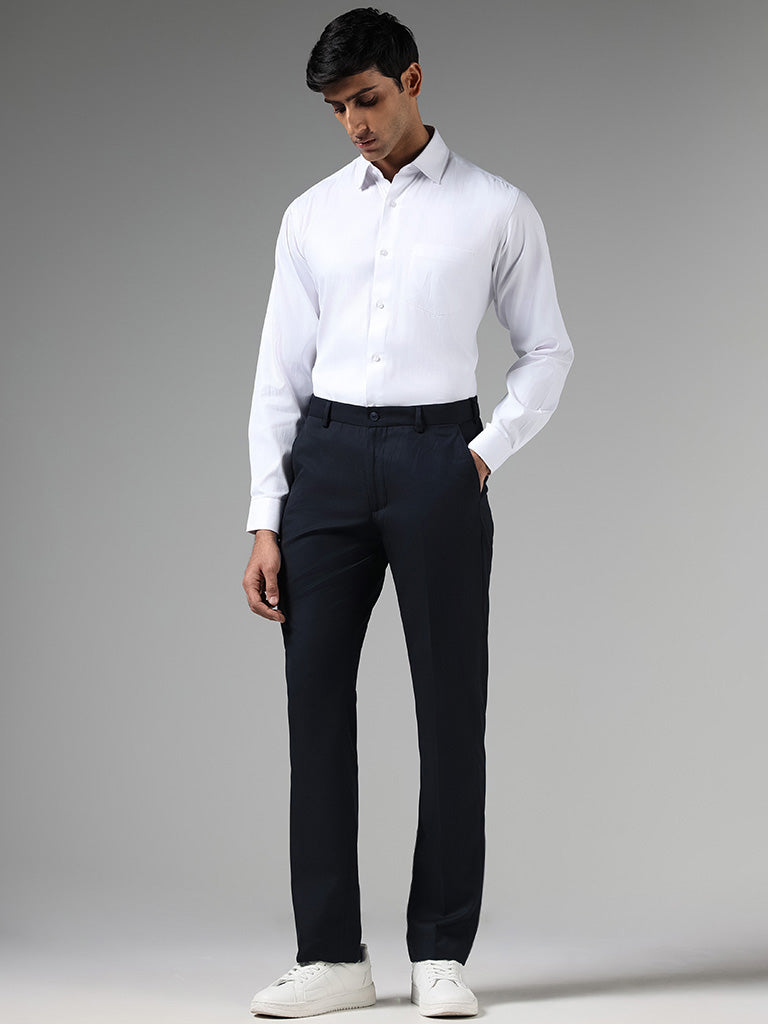 WES Formals Solid White Relaxed-Fit Shirt