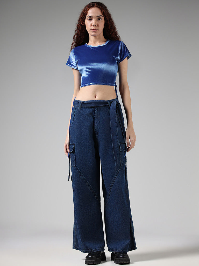 Nuon Blue Velvet Crop T-Shirt