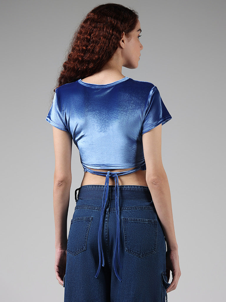 Nuon Blue Velvet Crop T-Shirt