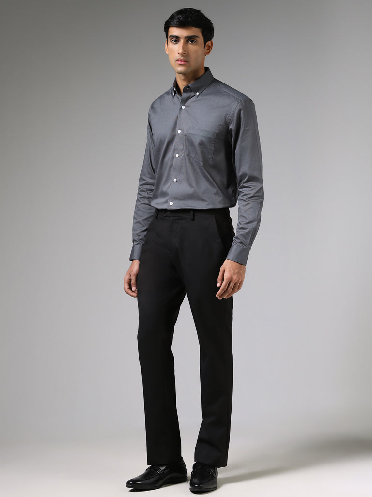 WES Formals Crisp Solid Grey Shirt