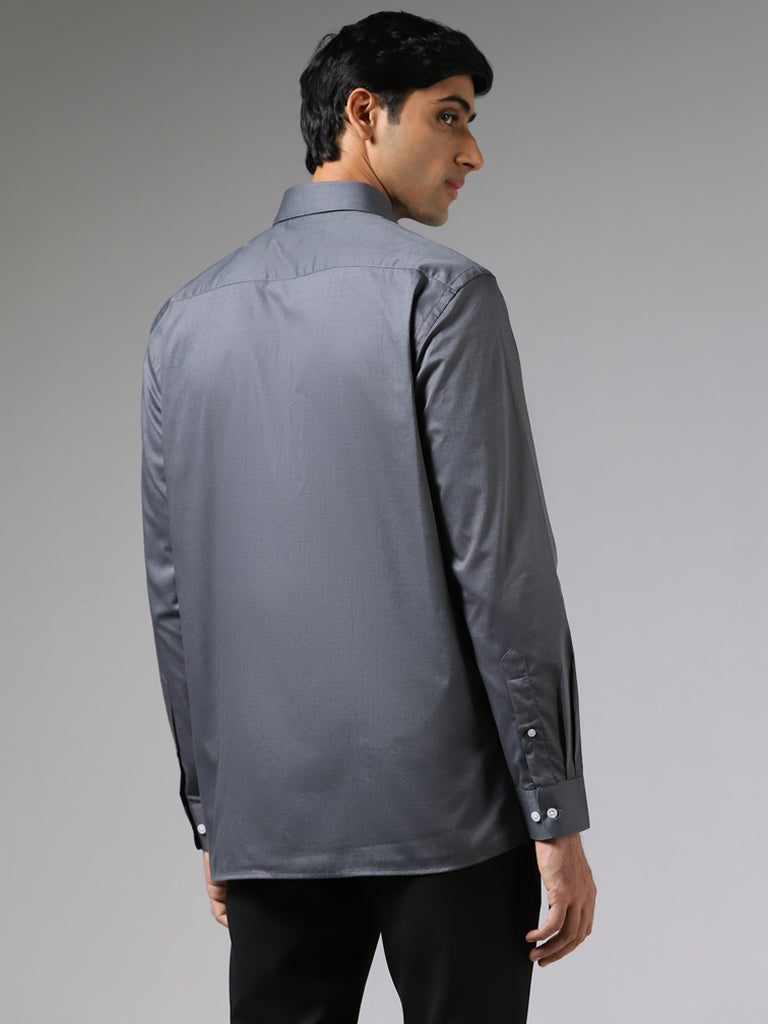 WES Formals Crisp Solid Grey Shirt