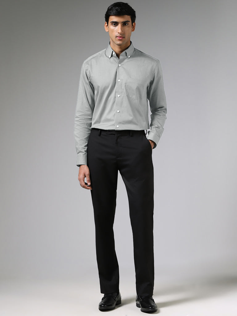 WES Formals Plain Refined Light Grey Shirt