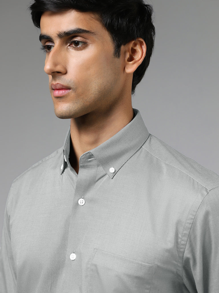 WES Formals Plain Refined Light Grey Shirt