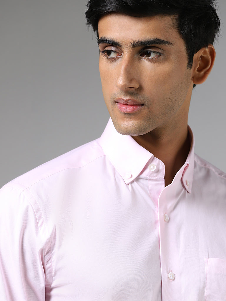 WES Formals Plain Sleek Light Pink Shirt