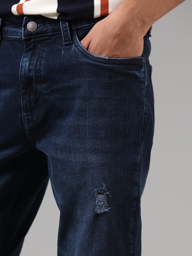 Nuon Dark Blue Slim - Fit Mid - Rise Jeans