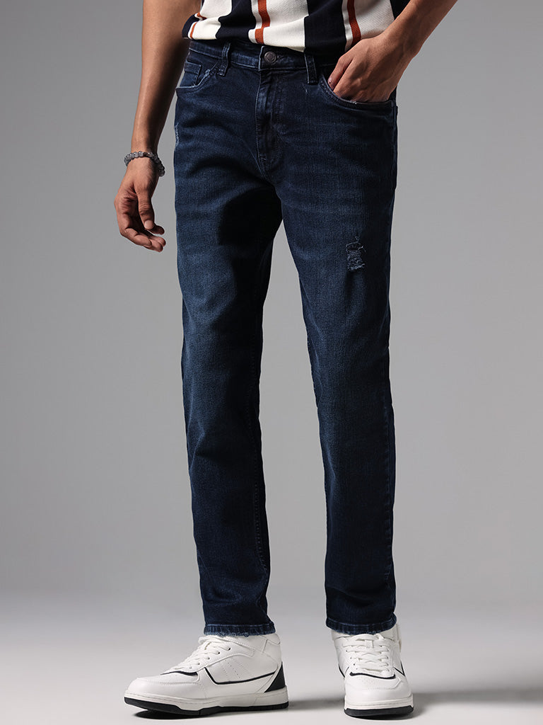 Nuon Dark Blue Slim - Fit Mid - Rise Jeans